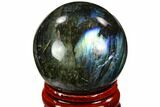Flashy, Polished Labradorite Sphere - Great Color Play #105781-1